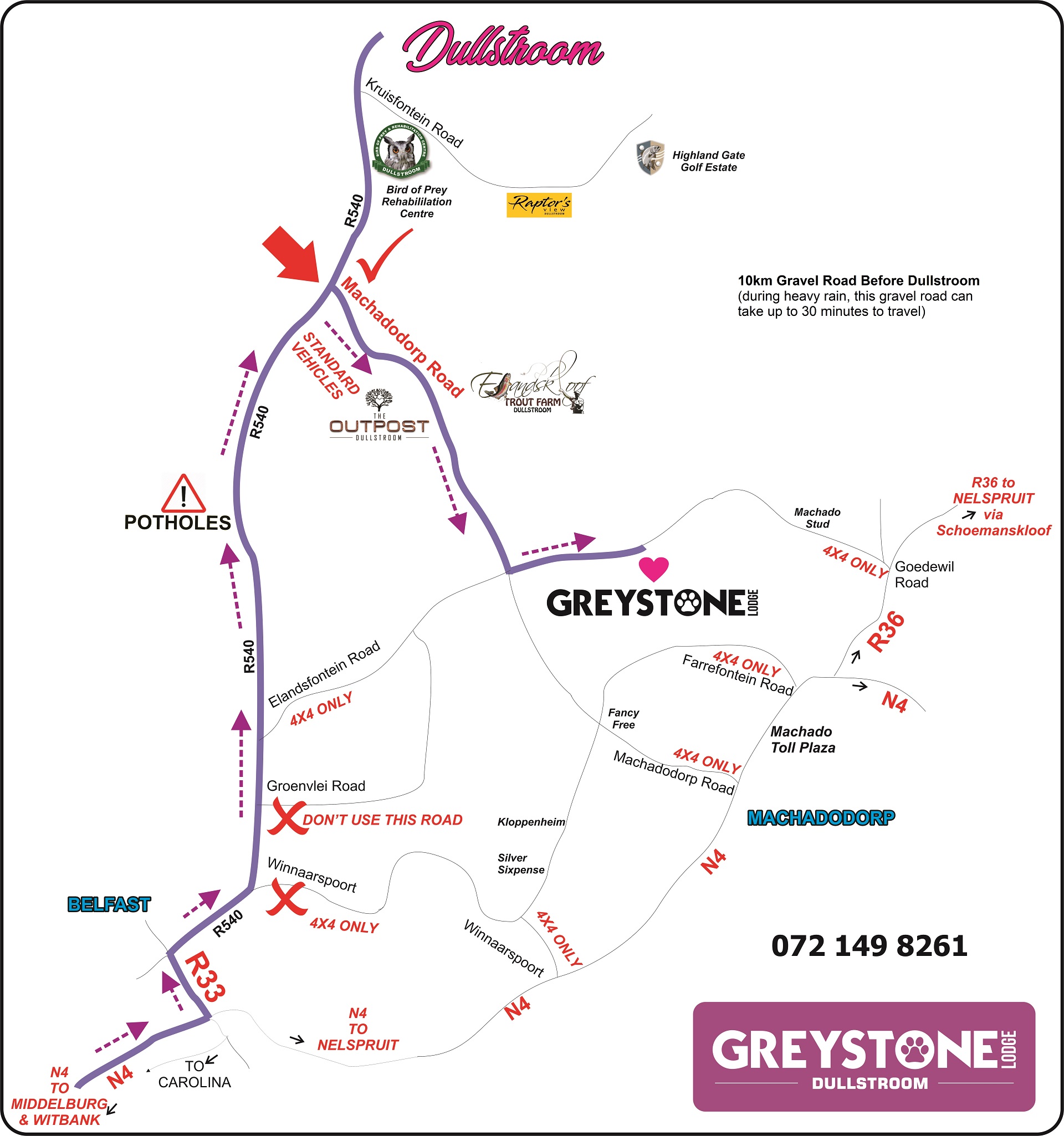 Map to Greystone Lodge